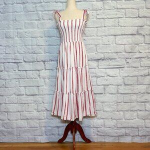 Draper James Red and White Striped Midi Dress